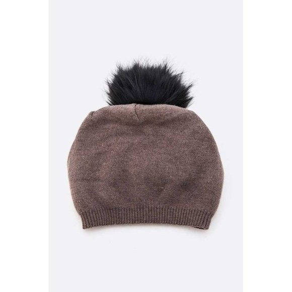 Raccoon Fur Pom Cashmere Blend Slouchy Beanie main image 12